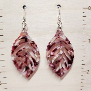 Leaf Cutout Earrings, Sterling Silver Earwires Cut-out Leaves Lightweight